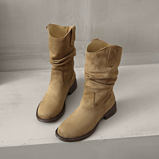 Damen modische Stiefel mit weichem Wildleder und elastischem Schaft EB