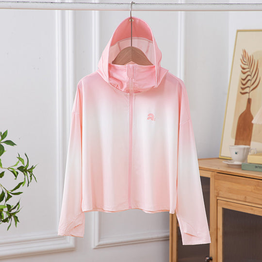 Damen nan leichte Kapuzenjacke mit UV-Schutz, schnell trocknender Sportjacke mit Reißverschluss R&B