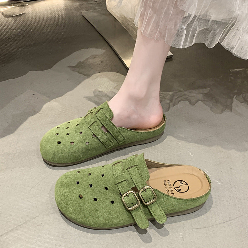 Damen bequeme Clogs mit doppeltem Schnallenverschluss EB