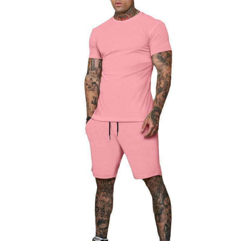 Herren Sportliches Kurzarm- und Shorts-Set mit kontrastierenden Details EB