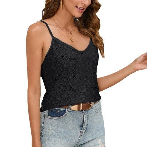 Damen elegantes Top mit raffinierter Lochstrickstruktur EB