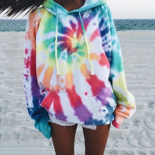 Damen lässiger Kapuzenpullover im einzigartigen Tie-Dye-Design EB