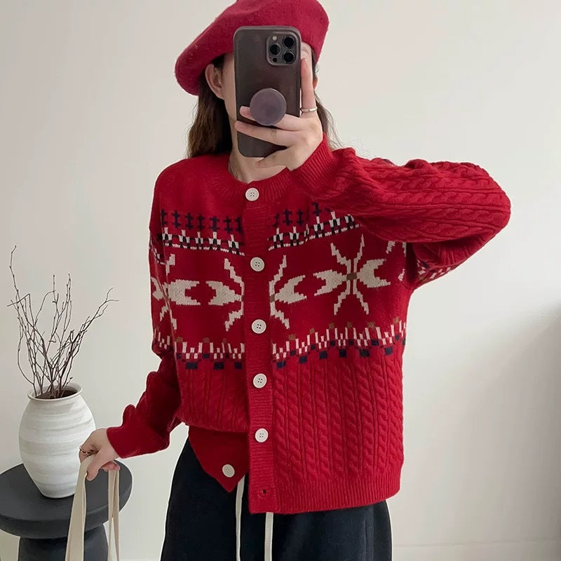 Damen Grobstrick-Cardigan mit dekorativem Zopfmuster und Knopfdetails EB