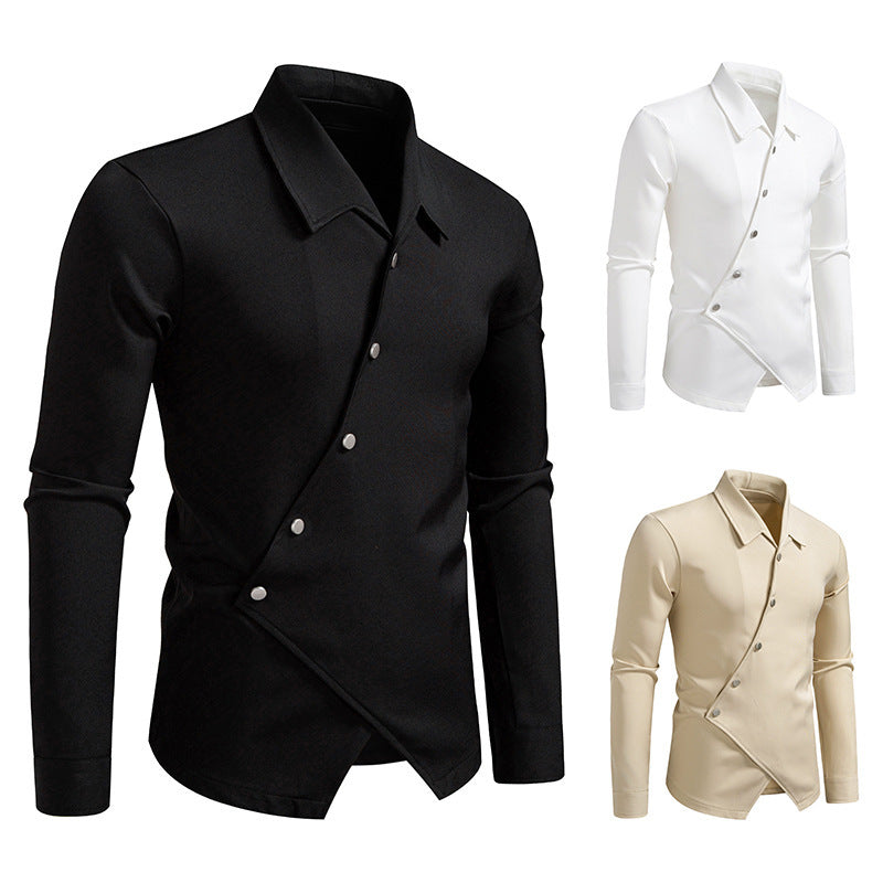 Herren modisches Hemd mit asymmetrischem Knopfdesign und eleganter Passform EB