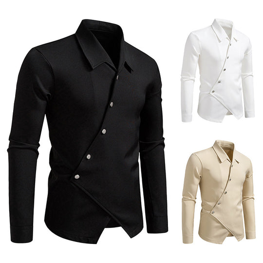 Herren modisches Hemd mit asymmetrischem Knopfdesign und eleganter Passform EB