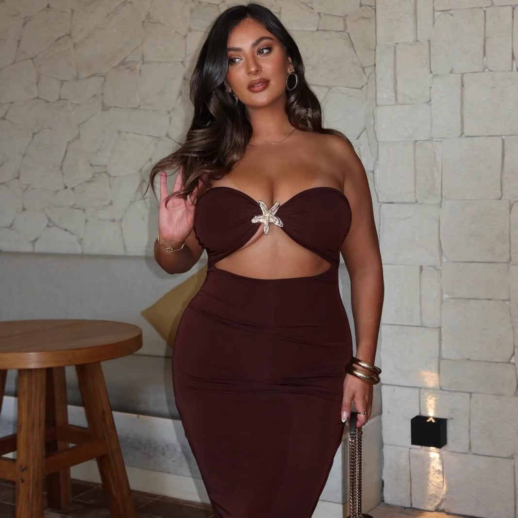 Damen Wickelkleid mit aufregendem Cut-Out und glamourösem Detail EB