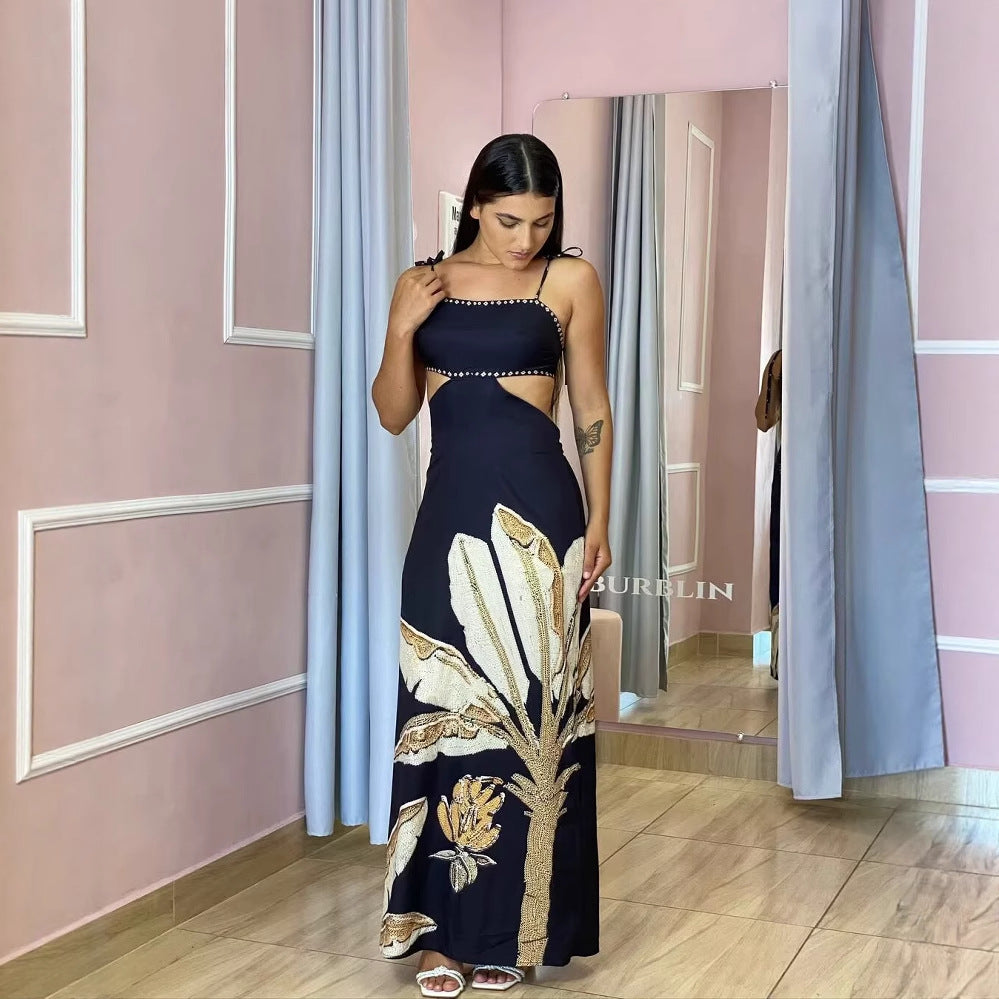 Damen Maxikleid mit floralem Print und eleganten Trägern EB