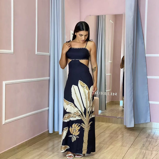 Damen Maxikleid mit floralem Print und eleganten Trägern EB