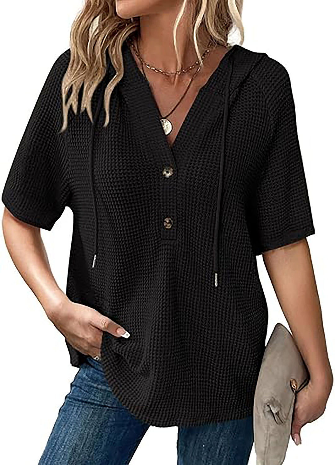 Damen Kapuzenshirt im Waffelmuster EB