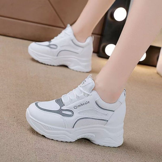 Damen Sportliche Sneakers mit hoher Sohle und atmungsaktiver Mesh-Oberfläche EB