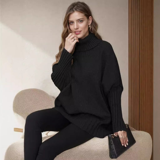 Damen Oversize Rollkragenpullover mit strukturiertem Strick EB