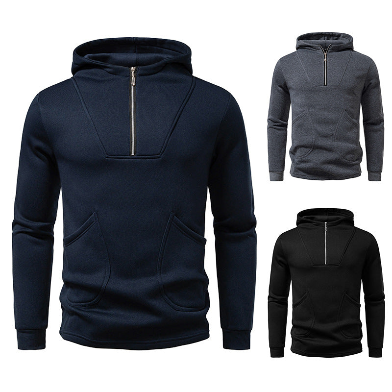 Herren Kapuzenpullover mit modernem Zipper und praktischen Taschen EB