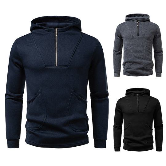 Herren Kapuzenpullover mit modernem Zipper und praktischen Taschen EB