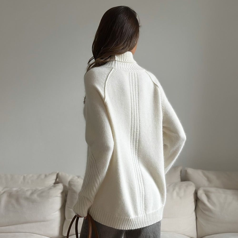 Damen Komfortabler Strickpullover mit Rollkragen EB