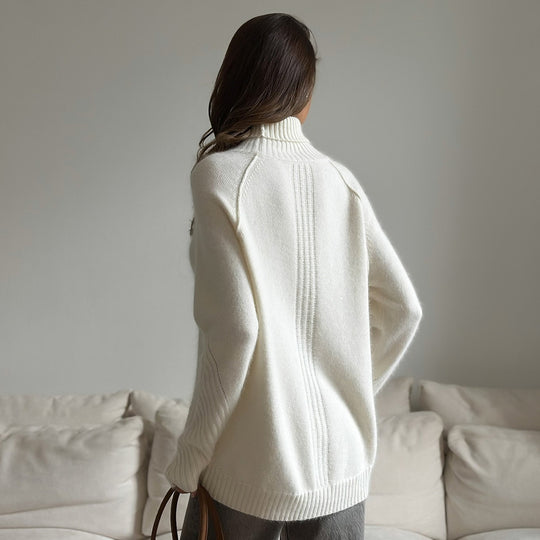 Damen Komfortabler Strickpullover mit Rollkragen EB