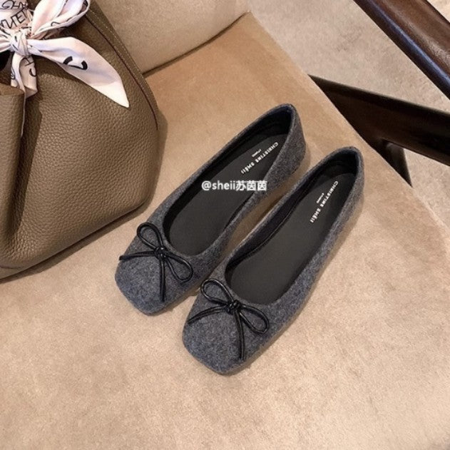 Damen Ballerinas aus hochwertigem Filz mit verspieltem Schleifendetail EB