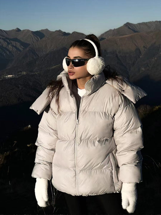 Damen gefütterte Outdoor-Jacke mit hochgeschlossenem Kragen und gestepptem Design EB