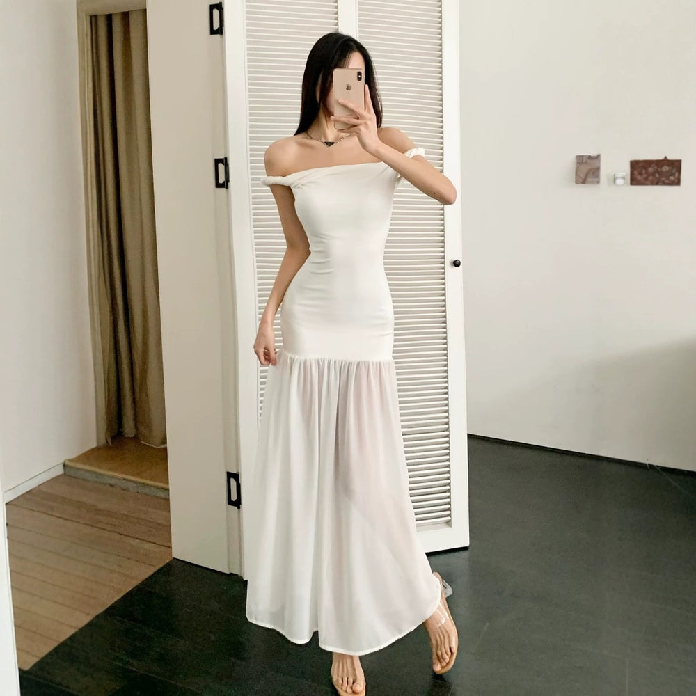 Damen Maxi-Kleid mit elegantem Schößchen EB