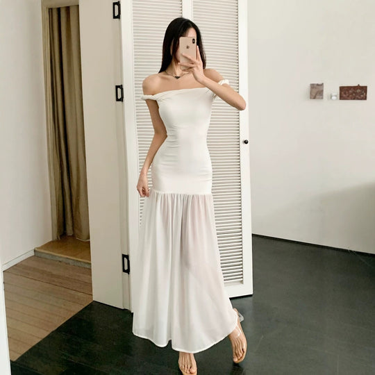 Damen Maxi-Kleid mit elegantem Schößchen EB