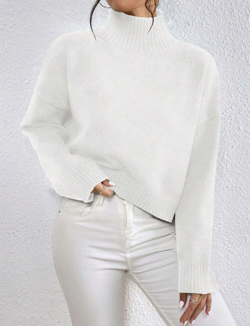 Damen modischer Kragenpullover aus weicher Wolle EB