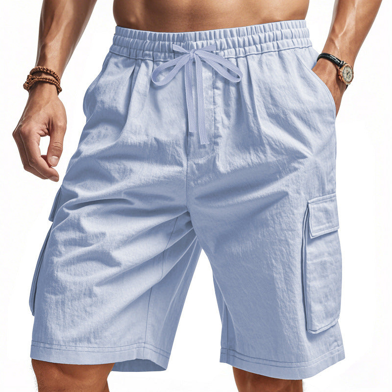 Herren nan knielange Utility-Shorts aus leichtem Baumwollmix mit elastischem Tunnelzugbund und aufgesetzten Klappentaschen EB