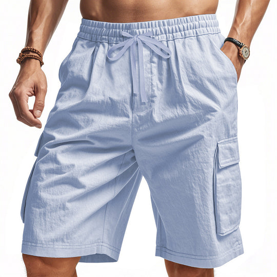Herren nan knielange Utility-Shorts aus leichtem Baumwollmix mit elastischem Tunnelzugbund und aufgesetzten Klappentaschen EB