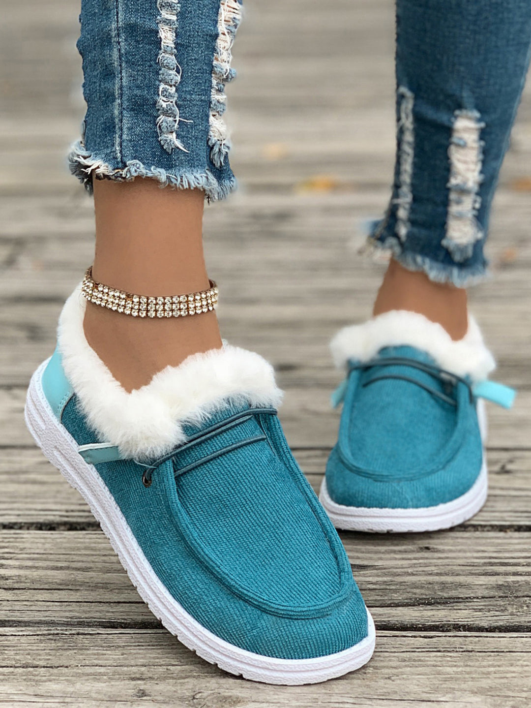 Damen Flauschige Slip-On Hausschuhe mit weichem Innenfutter EB