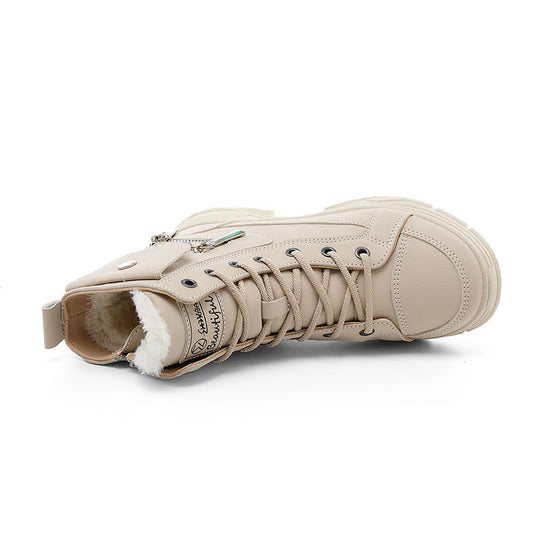 Damen modische High-Top Sneakers mit seitlichem Reißverschluss und dämpfender Laufsohle EB