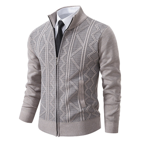 Herren Strickjacke mit modernem Zopfmuster EB