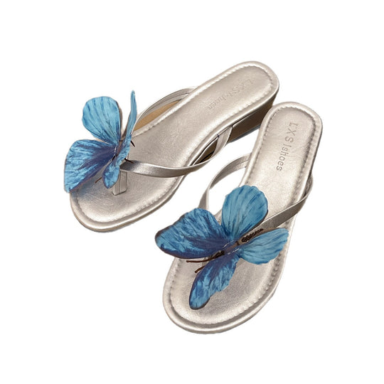 Damen Elegante Flip-Flops mit dekorativen Schmetterlingsapplikationen EB