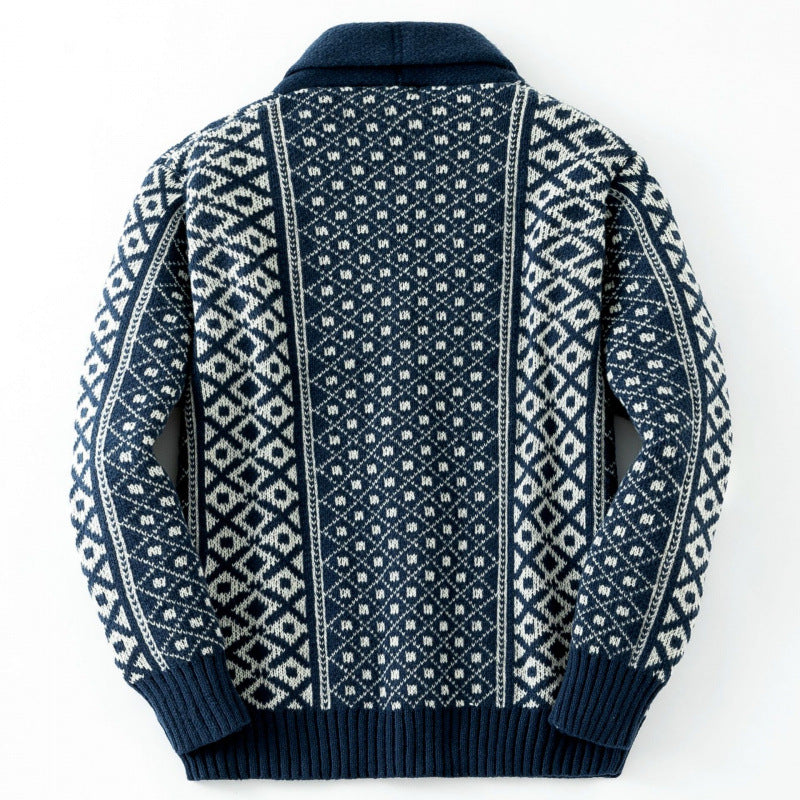 Herren Strickjacke mit traditionellem nordischem Muster EB