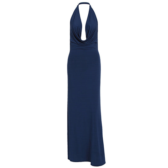 Damen elegantes Maxikleid mit einzigartigem Halterhalsschnitt EB