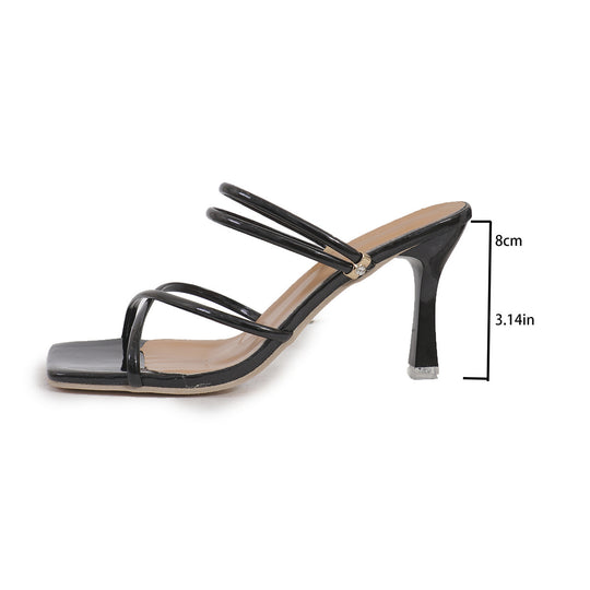 Damen elegante Riemchen-Sandaletten mit geschwungenem Absatz EB