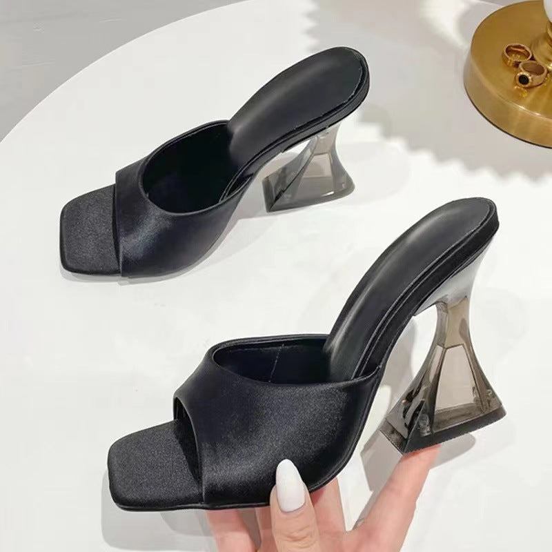Damen Offene Plateau-Sandaletten mit transparentem Hochabsatz und bequemer Sohle EB