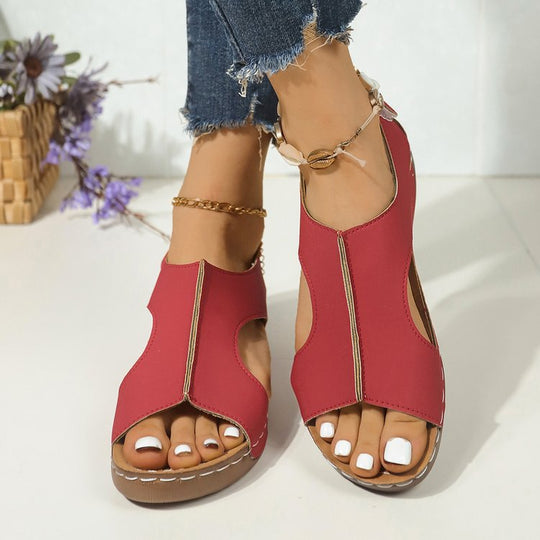 Damen Sportlich-elegante Komfort-Sandalen mit gepolstertem Fußbett und verstellbaren Klettverschlüssen EB