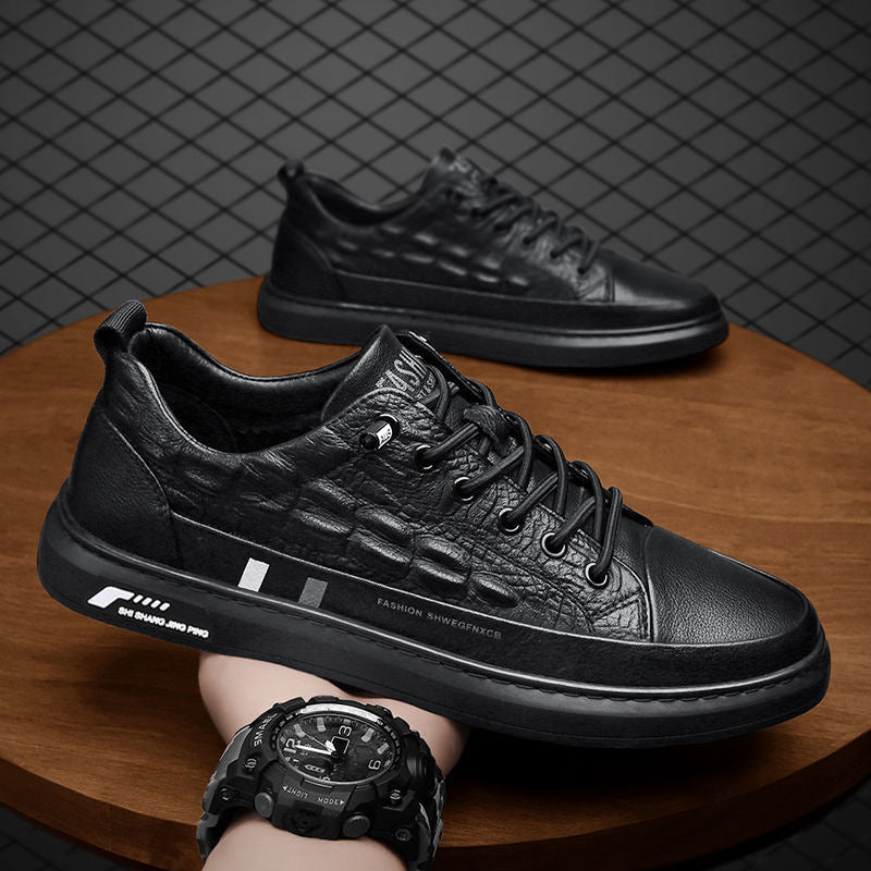 Herren Leder Sneakers mit minimalistischen Design und rutschfester Sohle EB