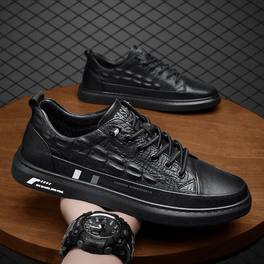 Herren Leder Sneakers mit minimalistischen Design und rutschfester Sohle EB
