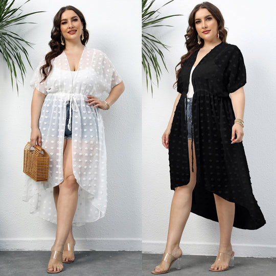Damen Eleganter Strandüberwurf mit transparenter Struktur EB