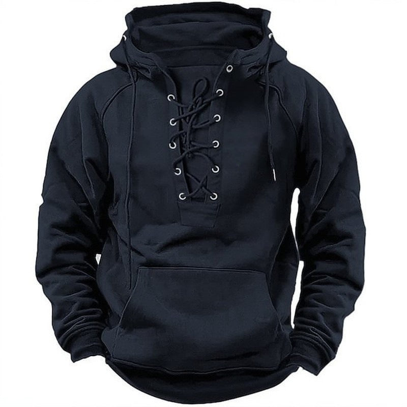 Herren Kapuzenpullover mit modernem Schnürdesign und weichem Innenfutter EB
