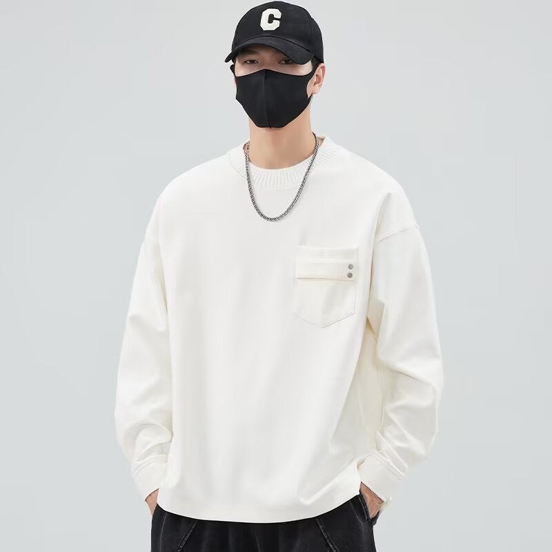 Herren lässiges Langarmshirt mit praktischer Brusttasche EB