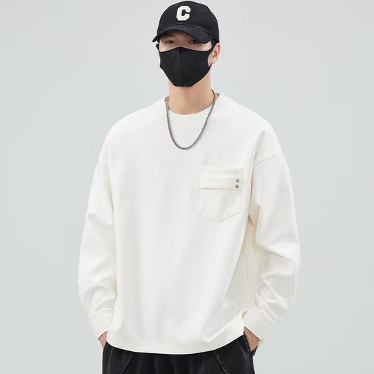 Herren lässiges Langarmshirt mit praktischer Brusttasche EB
