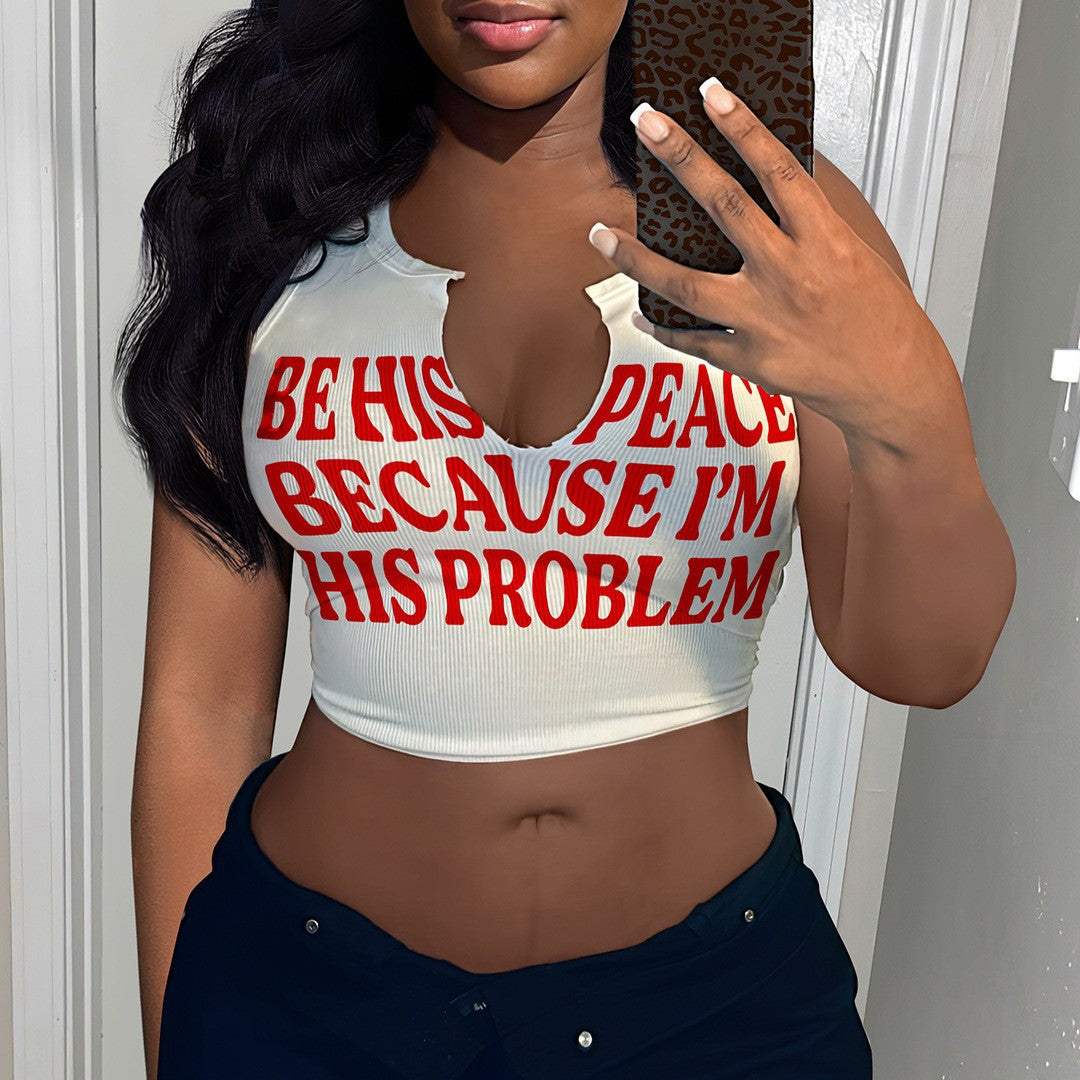 Damen Crop-Top mit auffälligem Schriftzug und lockerer Passform EB
