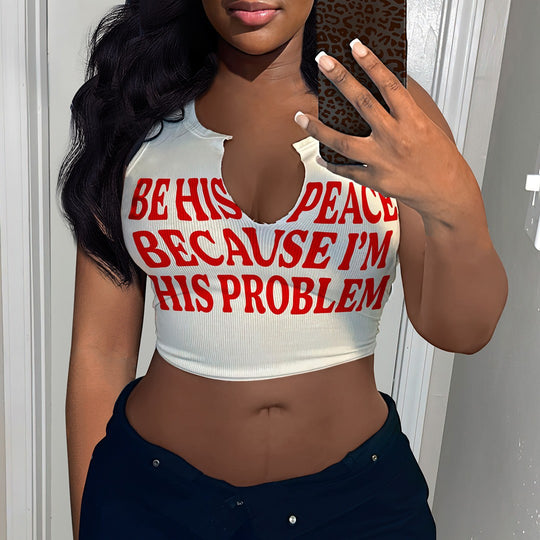 Damen Crop-Top mit auffälligem Schriftzug und lockerer Passform EB