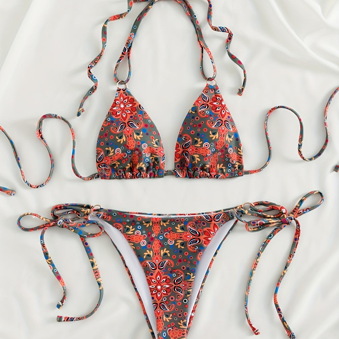 Damen Bikiniset mit verstellbaren Trägern und modernen Schnürdetails EB
