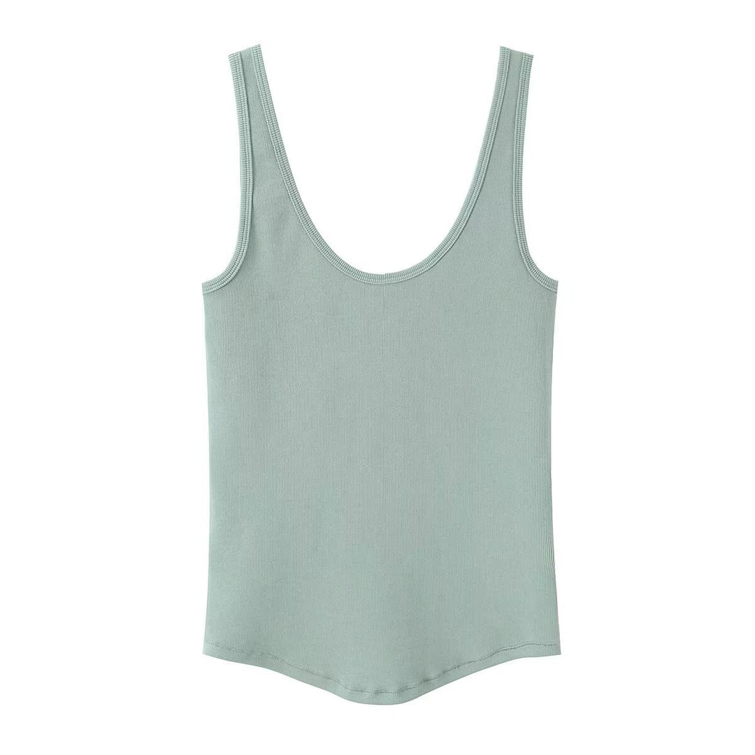 Damen hochwertiges Rippen-Top mit elegantem Rundhals und bequemer Passform EB