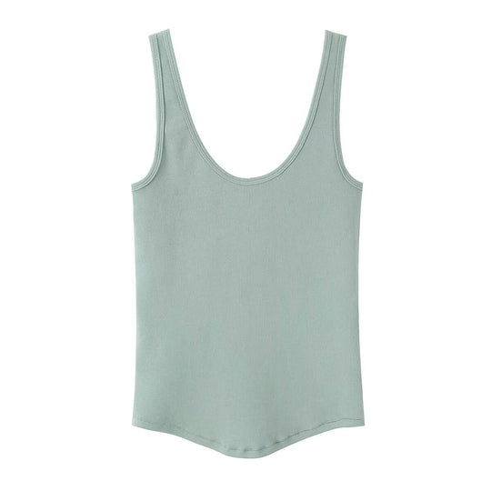 Damen hochwertiges Rippen-Top mit elegantem Rundhals und bequemer Passform EB