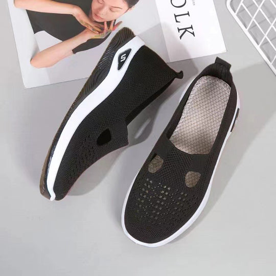 Damen Leichte und luftige Slip-On Sneakers mit elastischer Sohle EB
