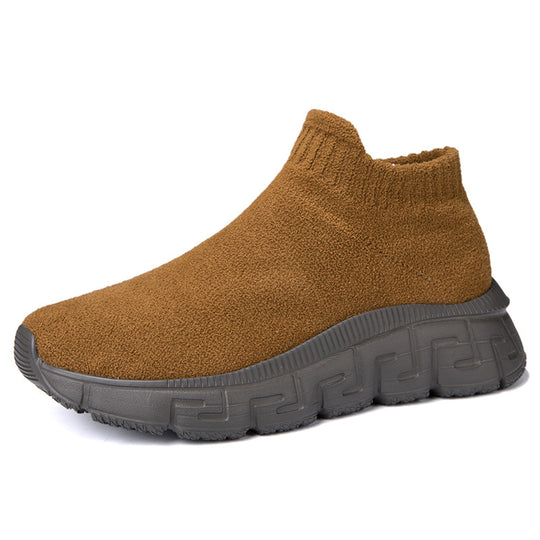 Damen bequeme Slip-On Sneakers mit elastischem Strickoberteil EB