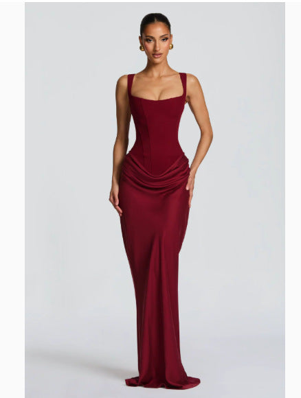 Damen elegantes Abendkleid mit raffinierten Drappierungen EB