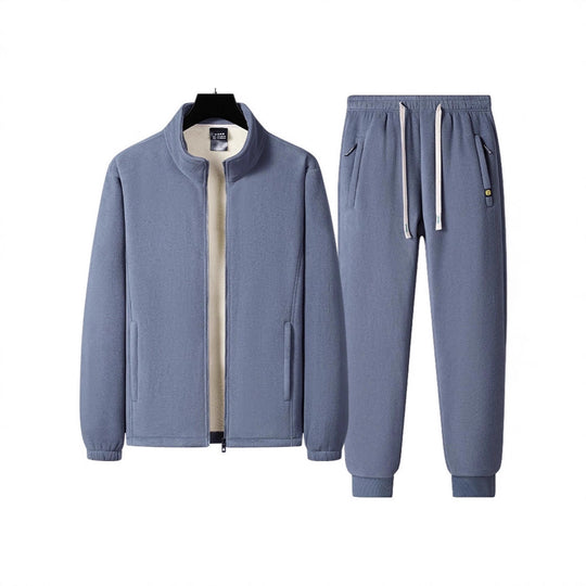 Herren dreiteiliges Fleece-Set mit wattierter Weste, Stehkragenjacke und Jogginghose EB